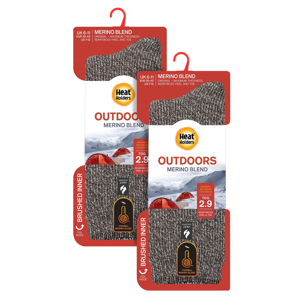 Mens two pack merino wool thermal socks featuring a thick looped pile and reinforced toe — view 2