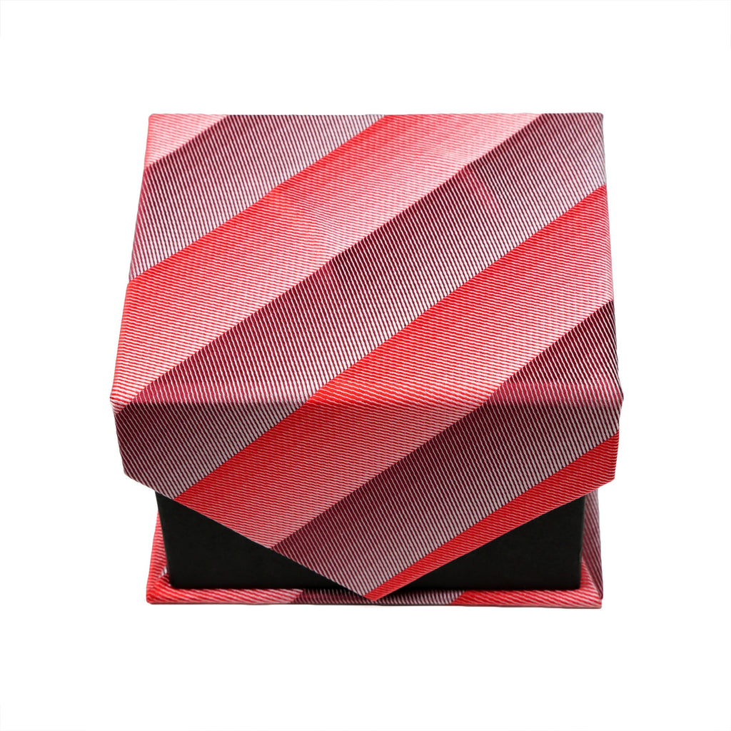 Men's Red Striped Geometric Pattern Design 4-pc Necktie Box Set-1