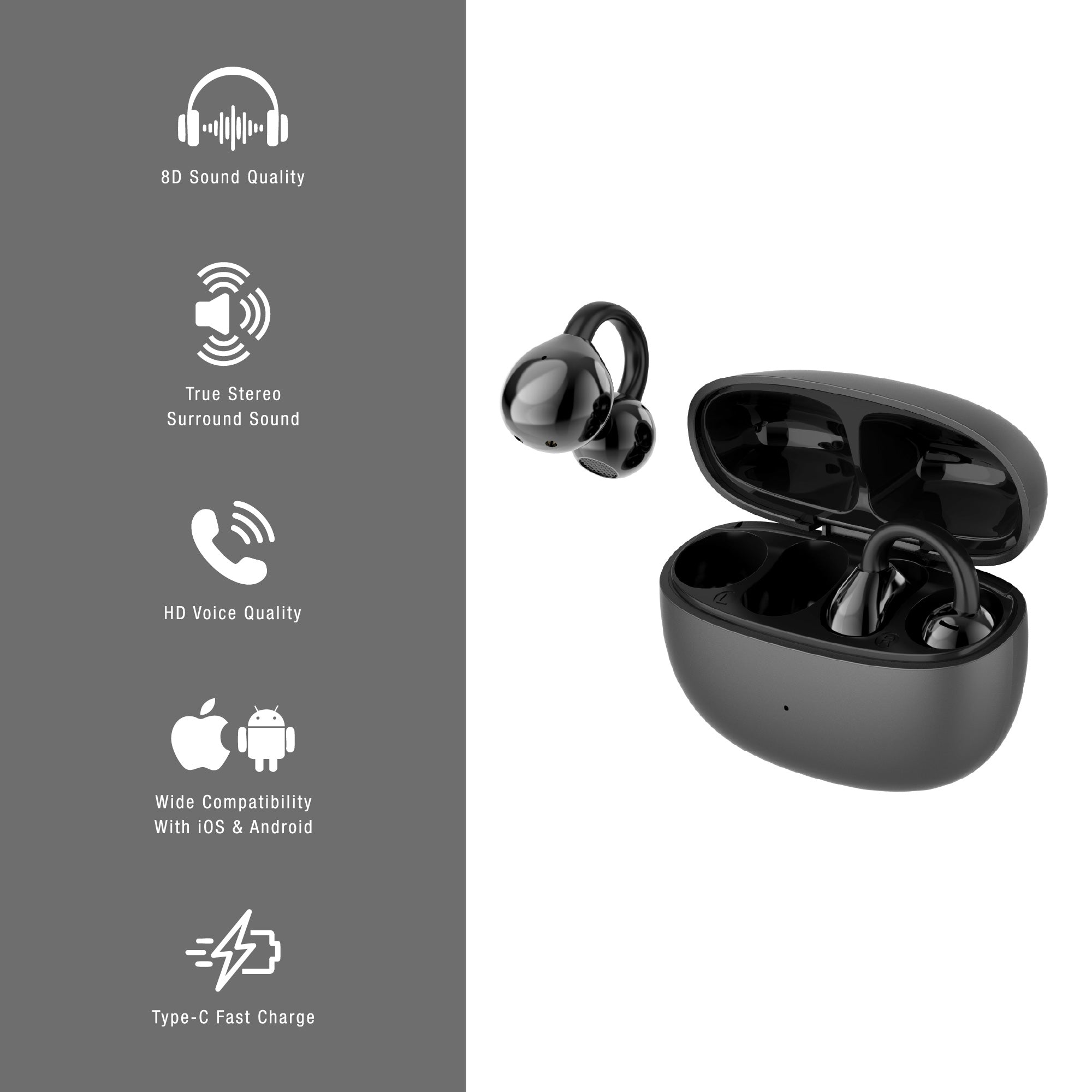 Wireless audio charging bundle featuring an alarm clock speaker and true wireless earbuds with charging case — view 3