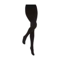 Ladies thick winter warm fleece lined footed thermal tights in opaque black fabric