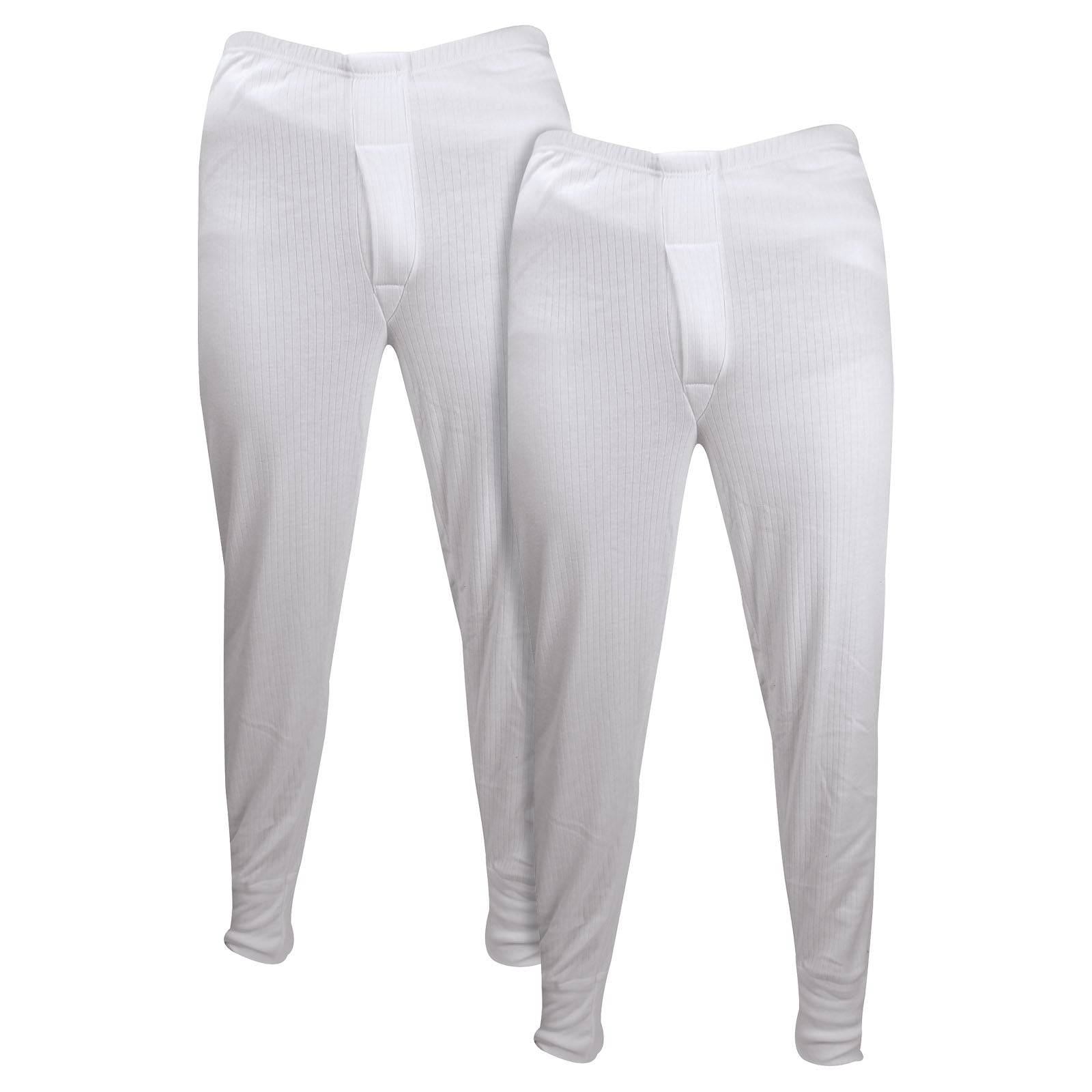 Men's thermal long johns two pack in white and charcoal, cotton blend winter base layer bottoms