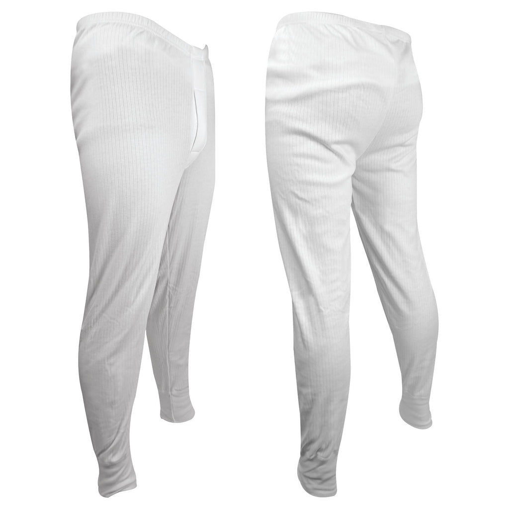 Men's thermal long johns two pack in white and charcoal, cotton blend winter base layer bottoms — view 3