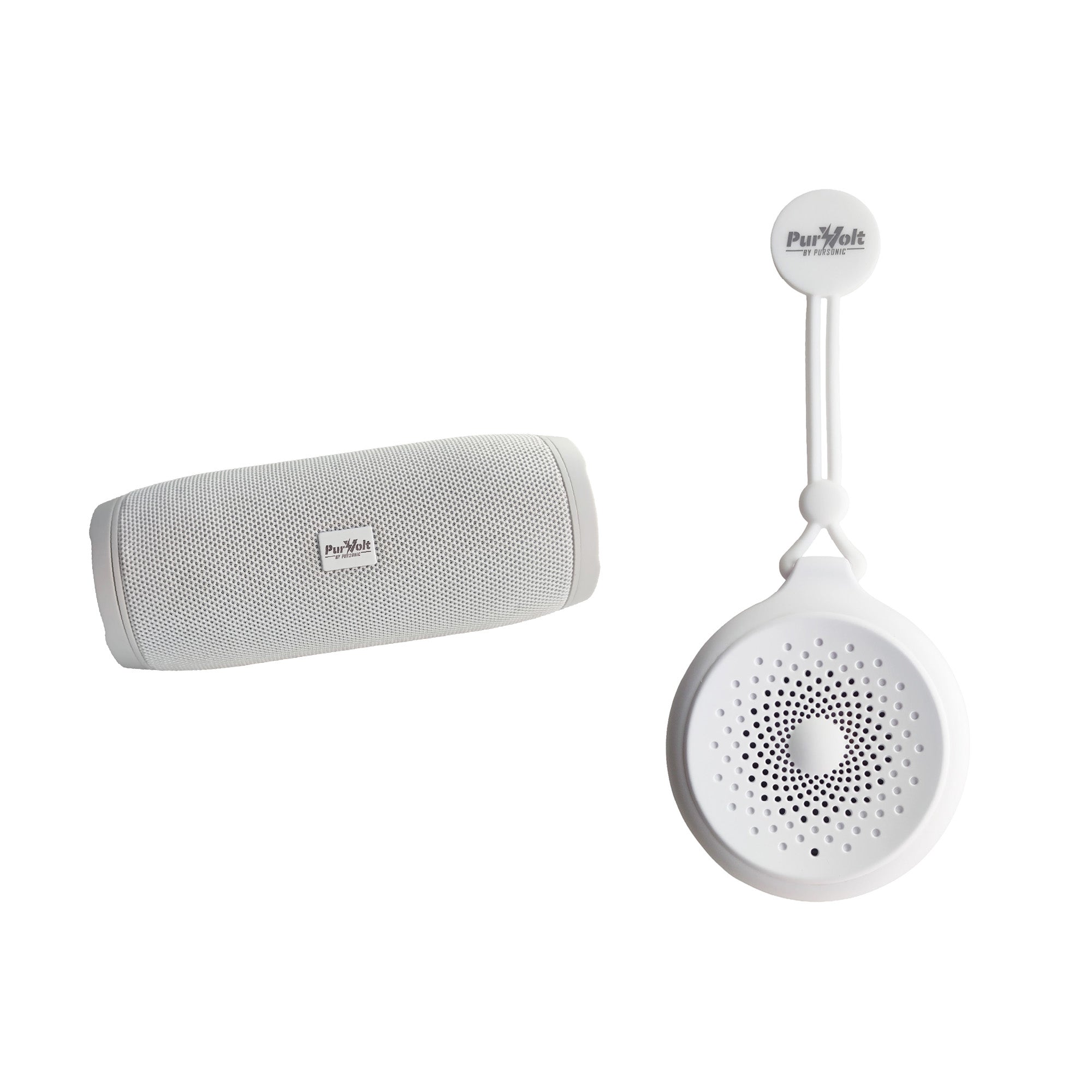 Pursonic wireless speaker bundle showing peak and waterproof shower speakers with modern functional design — view 4