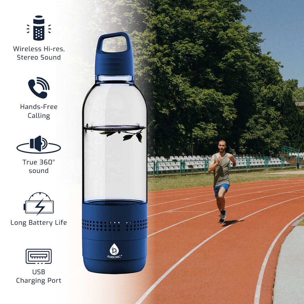 Pursonic 2-in-1 smart water bottle with built-in wireless bluetooth speaker and sleek cylindrical design — view 2