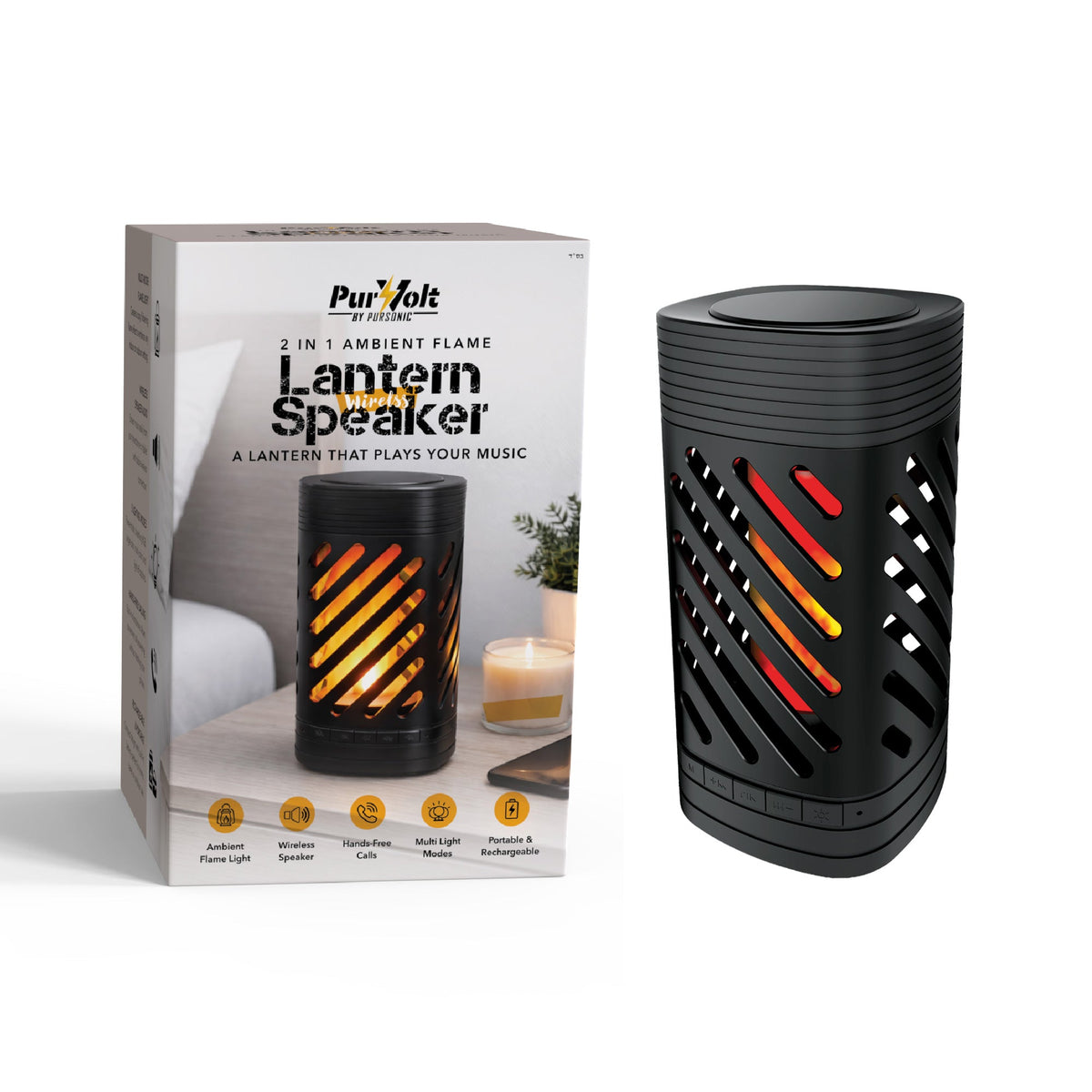 2-in-1 Ambient Flame Lantern Speaker & True Wireless Stereo Earbuds-1