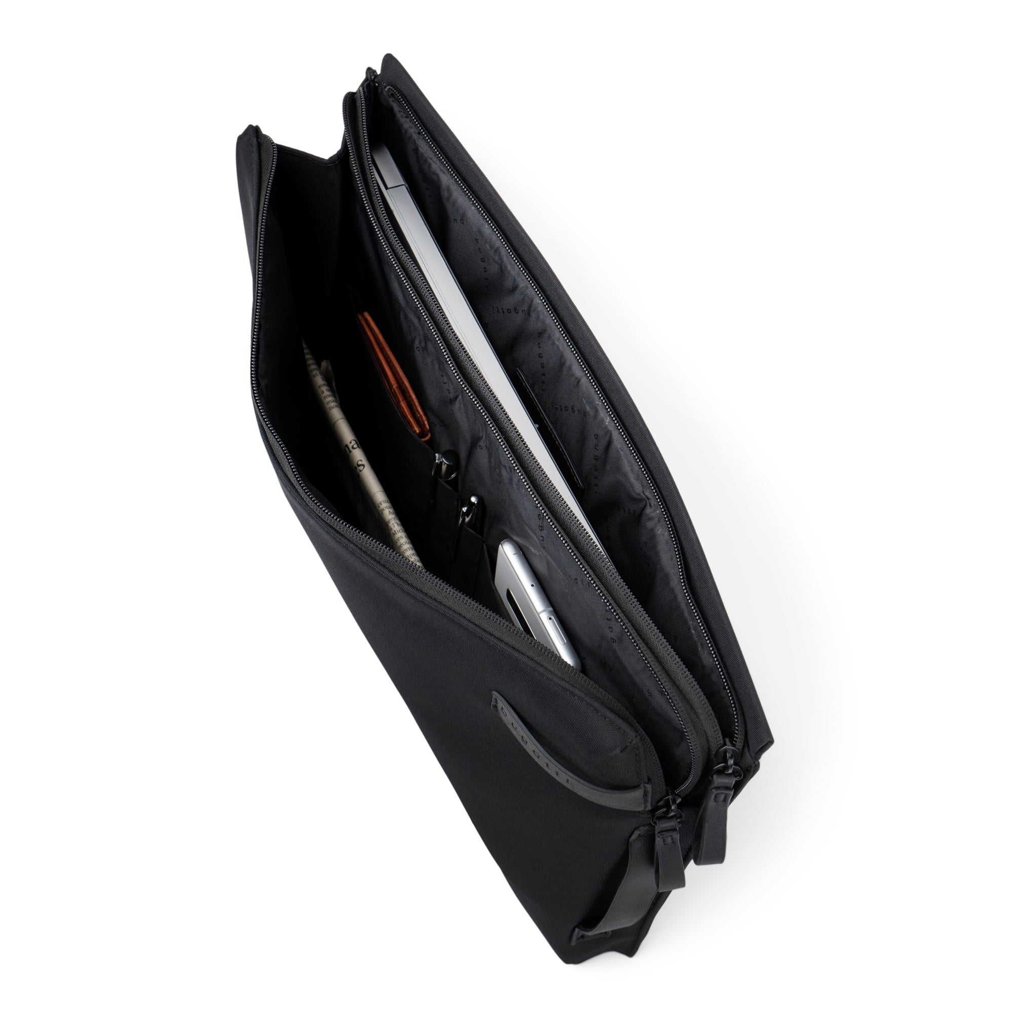 Madison laptop sleeve in premium nylon with vegan leather trims for device protection — view 4