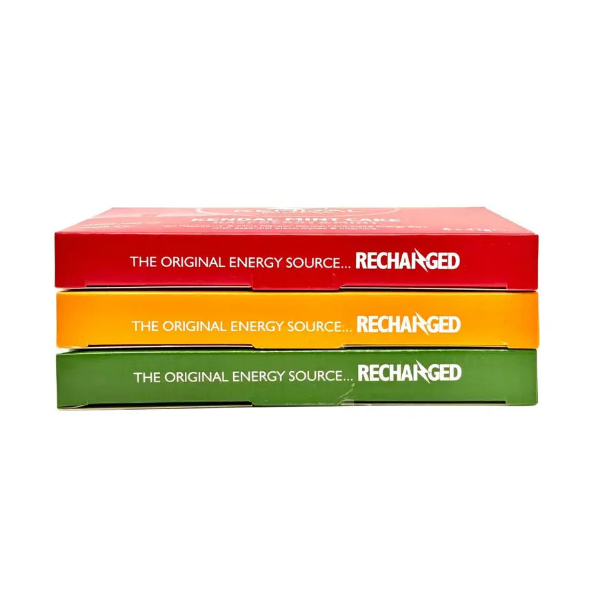 Mixed flavor Kendal Mint Cake energy bar bundle with original, raspberry, and mint wrapped bars. — view 4