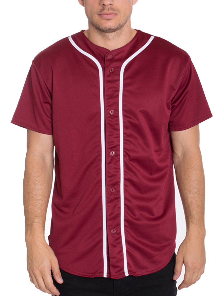 Classic baseball jersey with center stripe detail, short sleeves, and front button closure — view 5