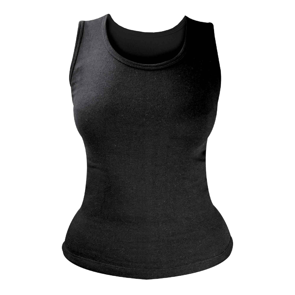 Ladies cotton thermal sleeveless vest in soft white, featuring a ribbed seamless slim-fit design.
