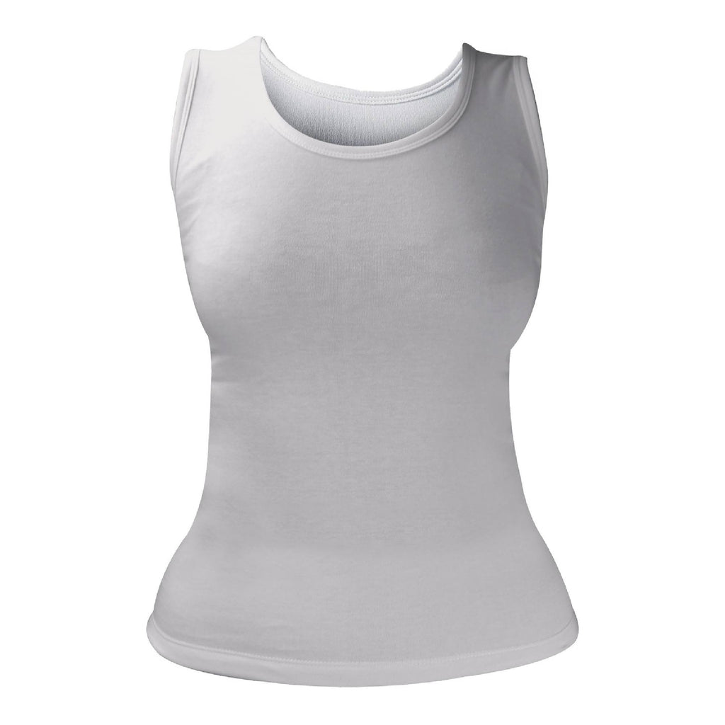 Ladies cotton thermal sleeveless vest in soft white, featuring a ribbed seamless slim-fit design. — view 5