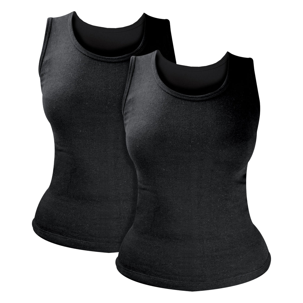 Ladies thermal sleeveless top 2-pack in white and black, lightweight poly-cotton winter base layer — view 5