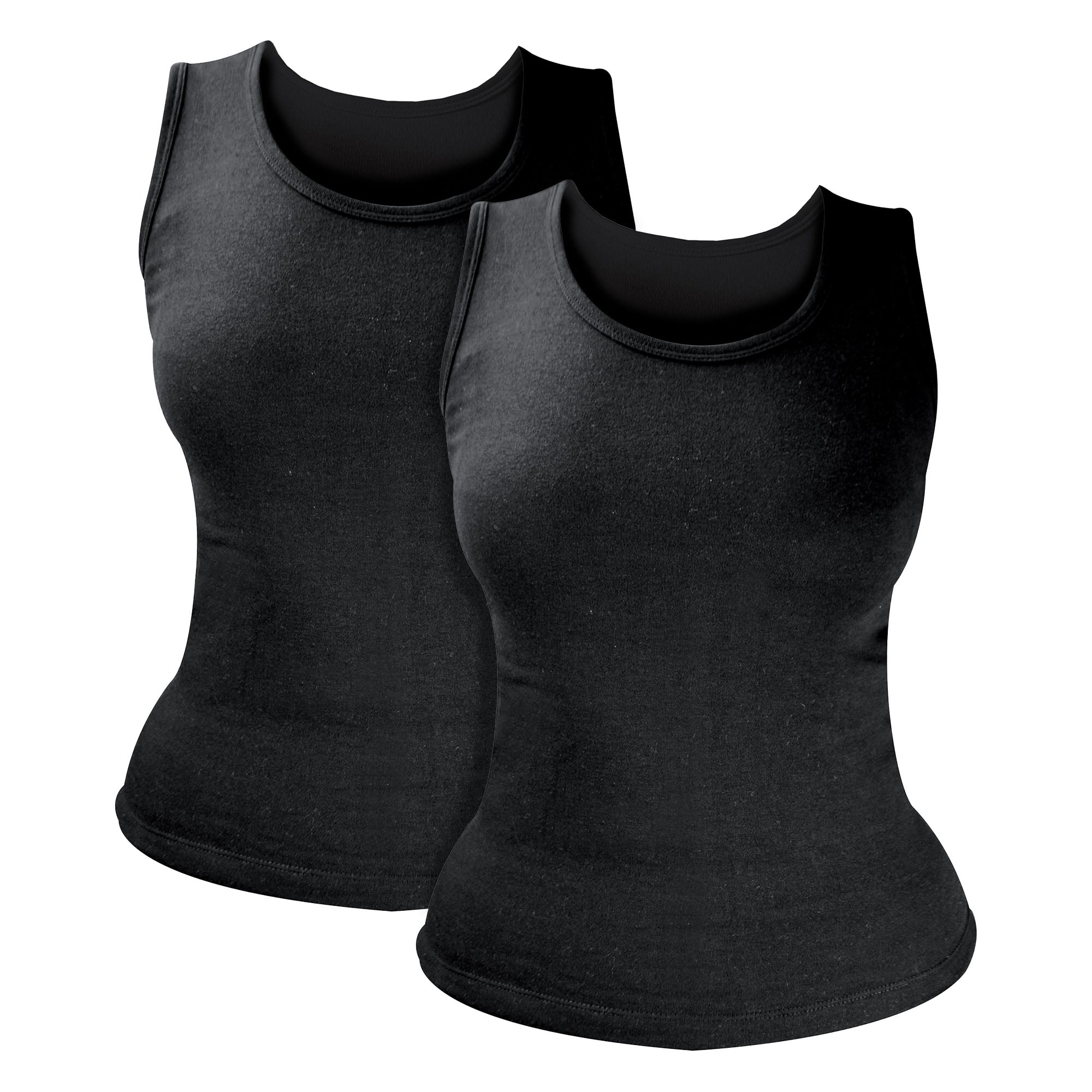 Ladies thermal sleeveless top 2-pack in white and black, lightweight poly-cotton winter base layer — view 5