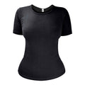 Ladies short sleeve thermal top in soft cotton blend seamless underwear base layer