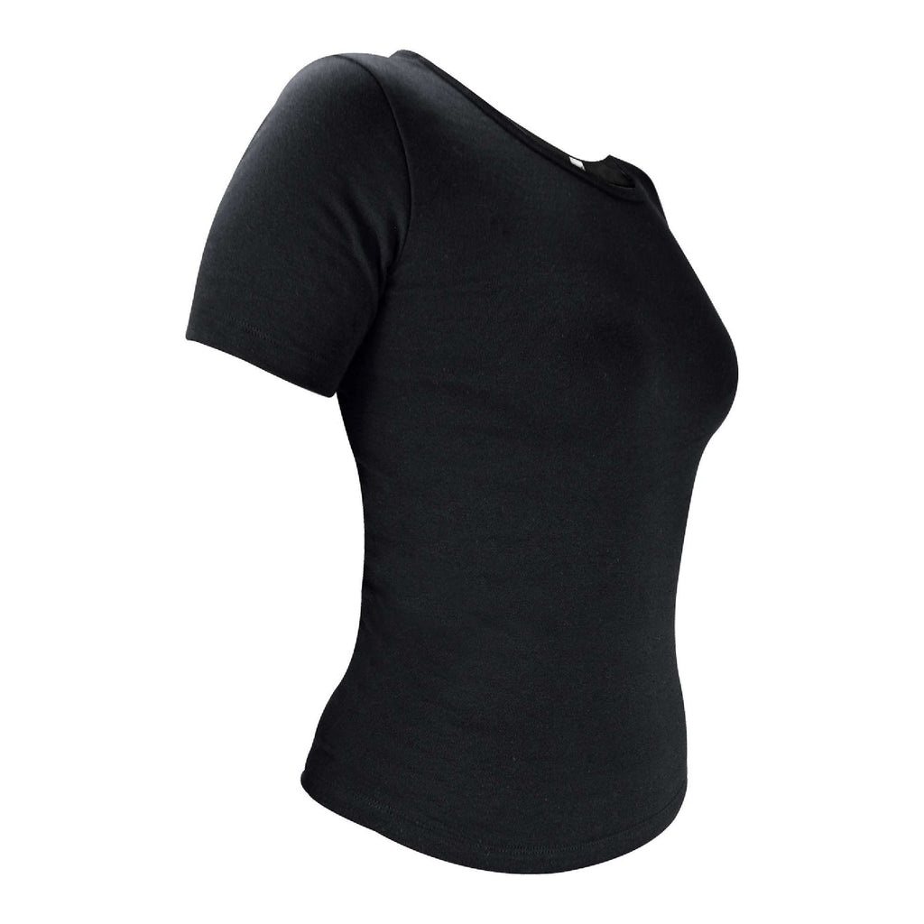 Ladies short sleeve thermal top in soft cotton blend seamless underwear base layer — view 2
