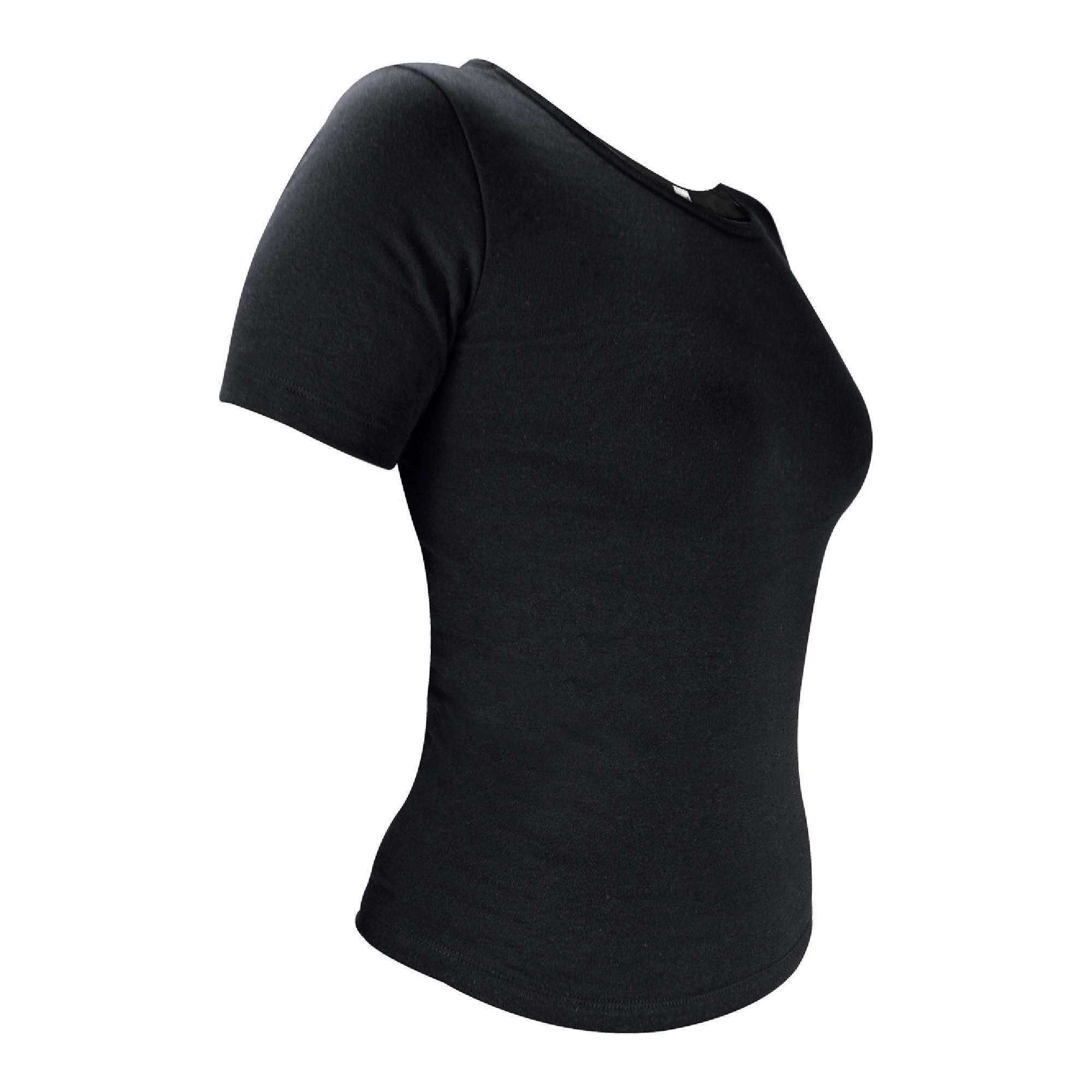 Ladies short sleeve thermal top in soft cotton blend seamless underwear base layer — view 2