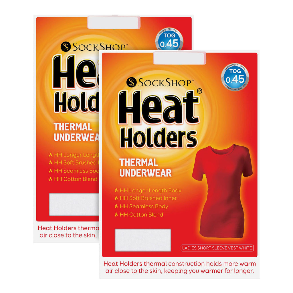 Two pack ladies short sleeve thermal top in black and white soft insulating fabric — view 2