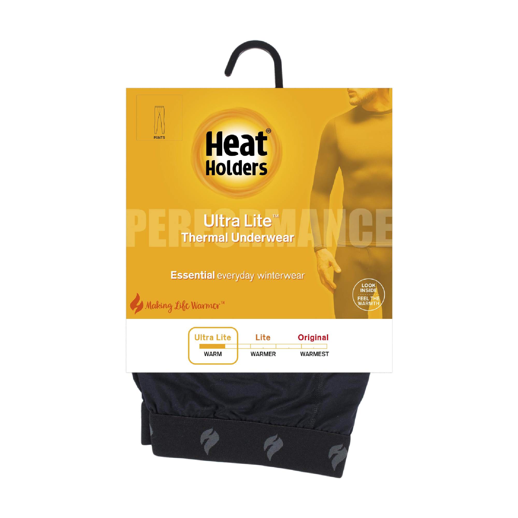 Mens black fleece lined thermal long johns base layer with a comfortable elasticated waistband. — view 2