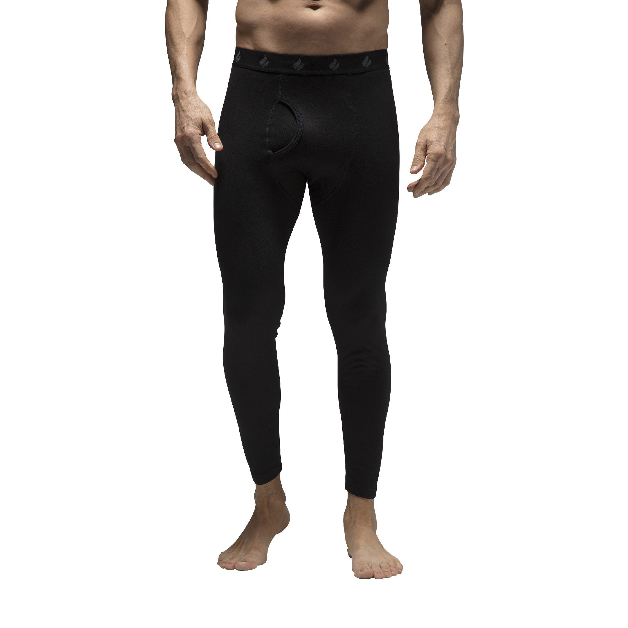 Mens black fleece lined thermal long johns base layer with a comfortable elasticated waistband. — view 5