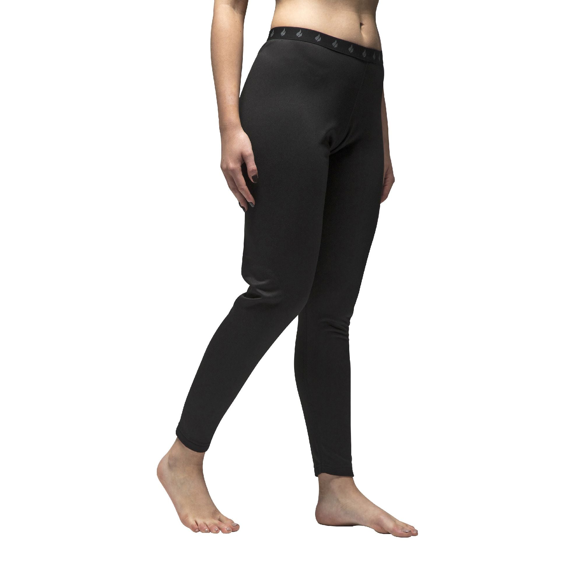 Ladies thermal base layer leggings in black, featuring a soft elastic waistband and slim supportive fit — view 5