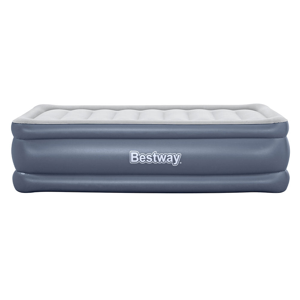 Bestway single size air bed with flocked surface and built-in pump for camping or home — view 3
