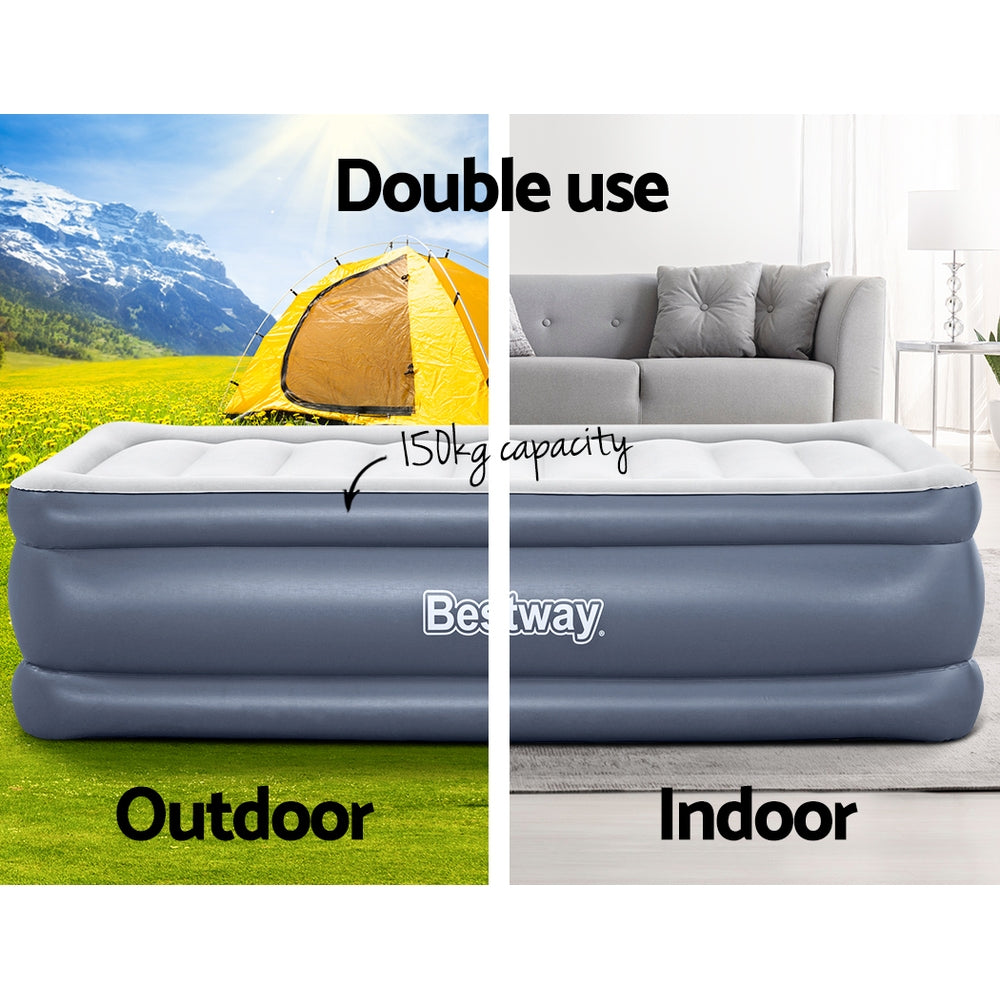 Bestway single size air bed with flocked surface and built-in pump for camping or home — view 4