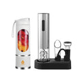 Premium electric wine opener set and portable travel juicer blender cup with charging base