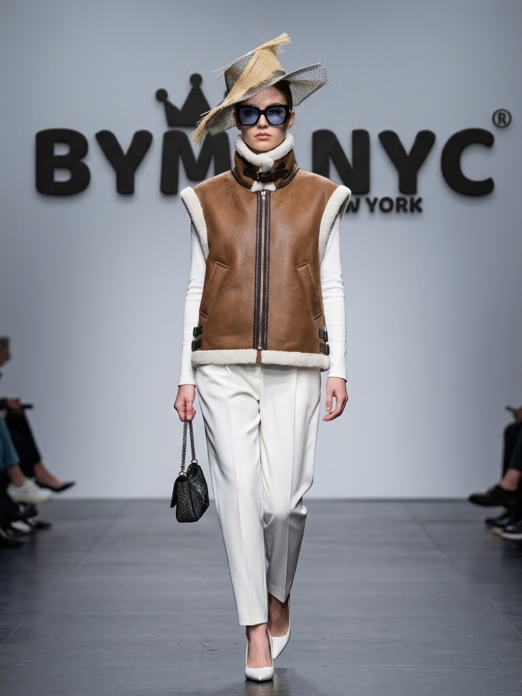 Women's Faux Shearling Leather Vest BYMANYC ® New York CONTEMPORARY VIBRANT MODERN FASHION - New Collection-0