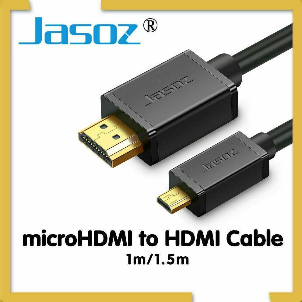 Black micro HDMI to HDMI adapter cable with gold plated connectors for digital video