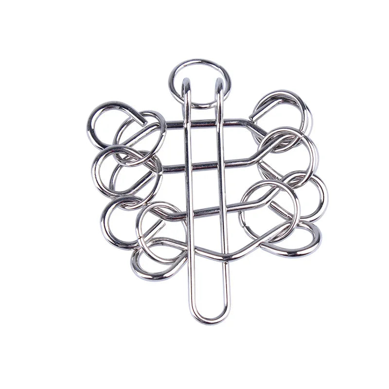 Baffling Brain Teaser classic silver nickel plated metal wire puzzle magic rings game — view 3