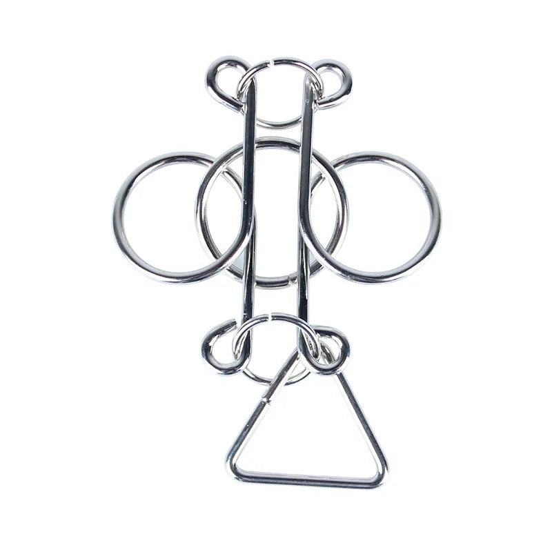 Baffling Brain Teaser classic silver nickel plated metal wire puzzle magic rings game — view 4