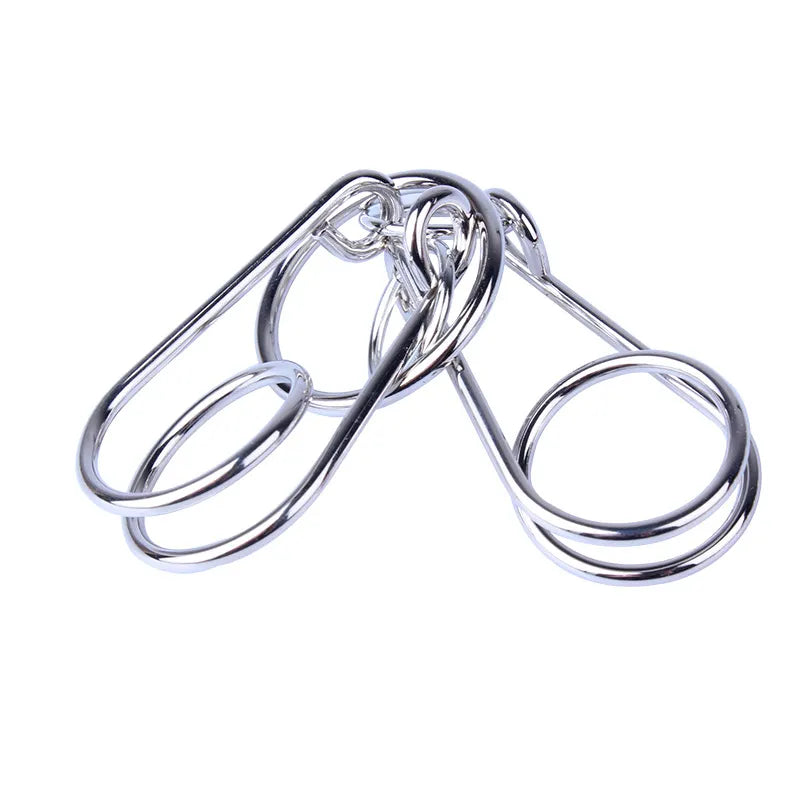 Baffling Brain Teaser classic silver nickel plated metal wire puzzle magic rings game — view 5
