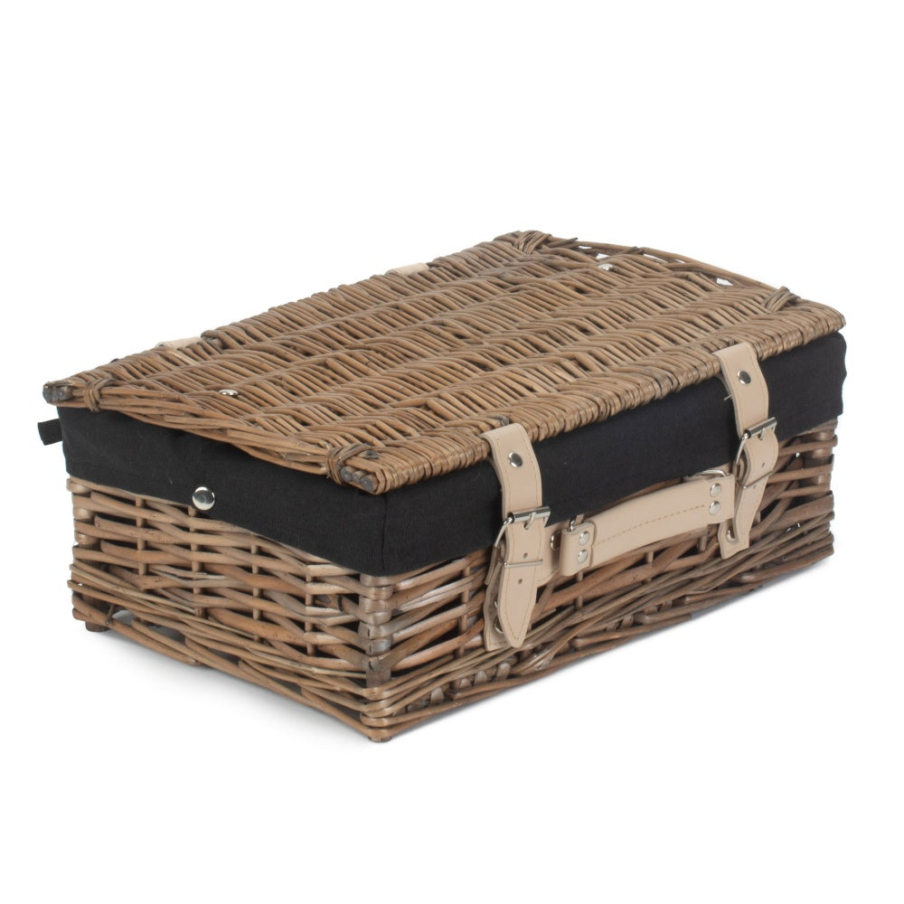 Antique wash willow wicker storage basket with a rustic split wood finish and rectangular open design — view 5