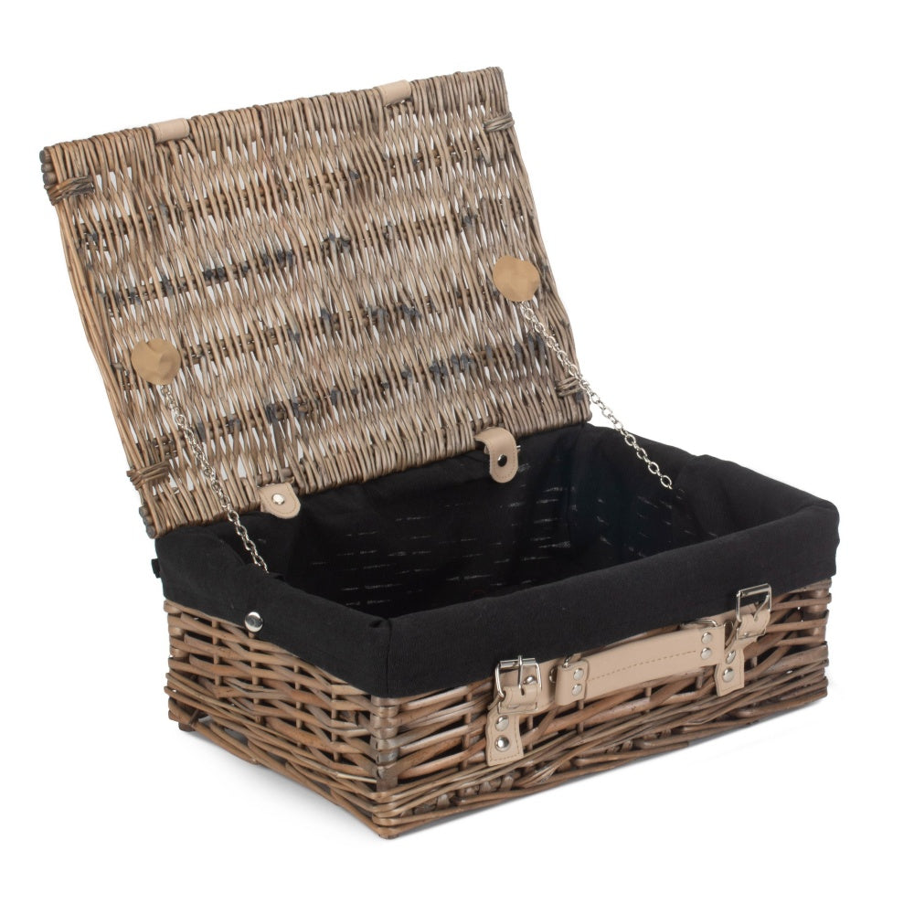 Antique wash willow wicker storage basket with a rustic split wood finish and rectangular open design — view 4
