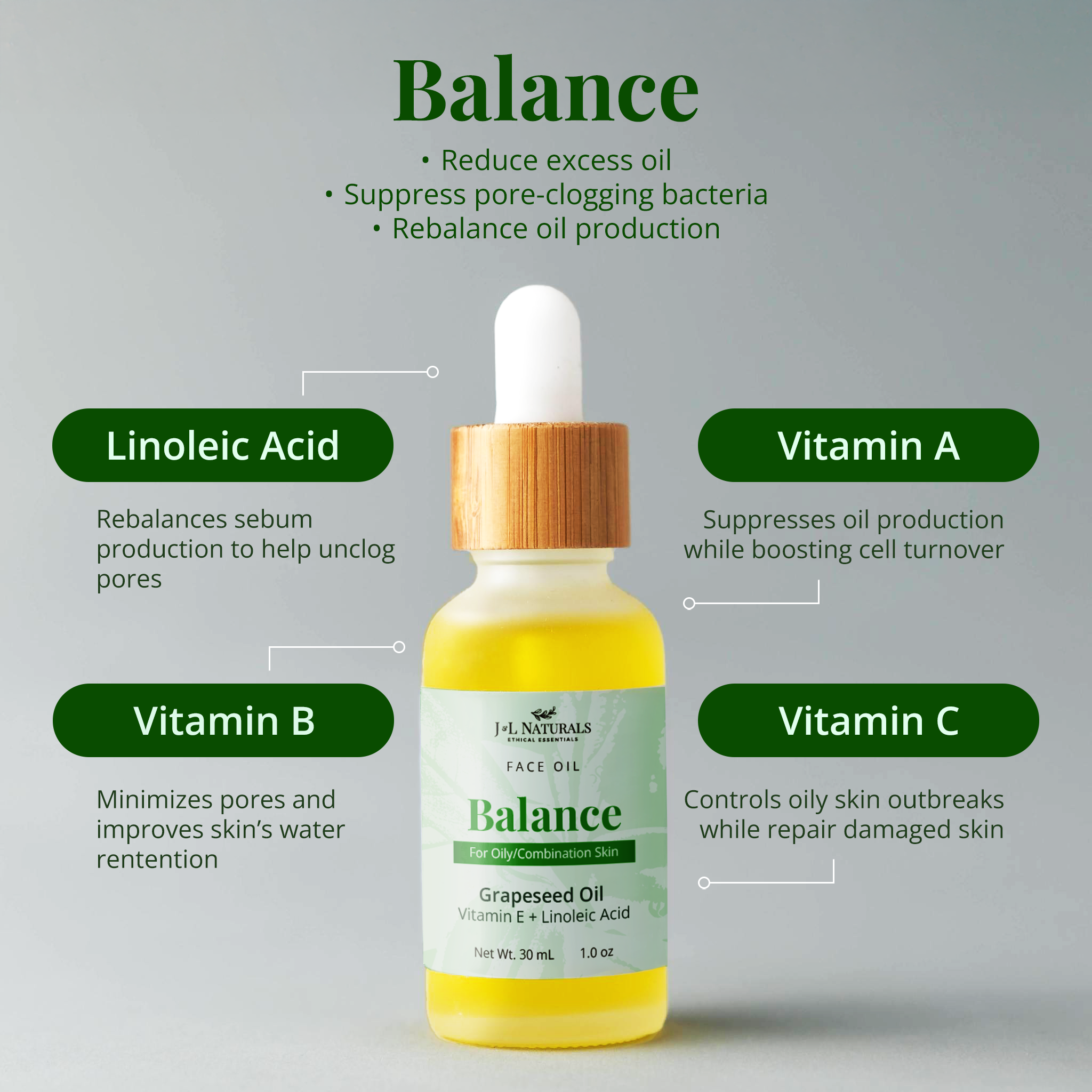 Natural plant based face oil in a glass dropper bottle for deep skincare hydration. — view 3