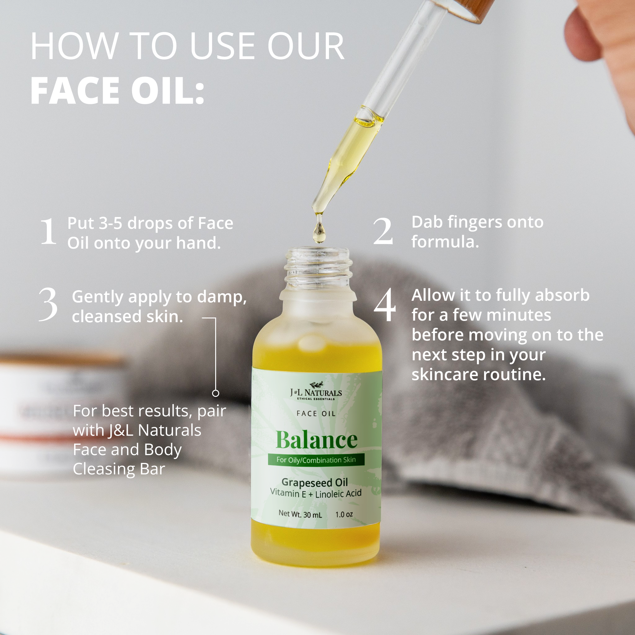 Natural plant based face oil in a glass dropper bottle for deep skincare hydration. — view 4