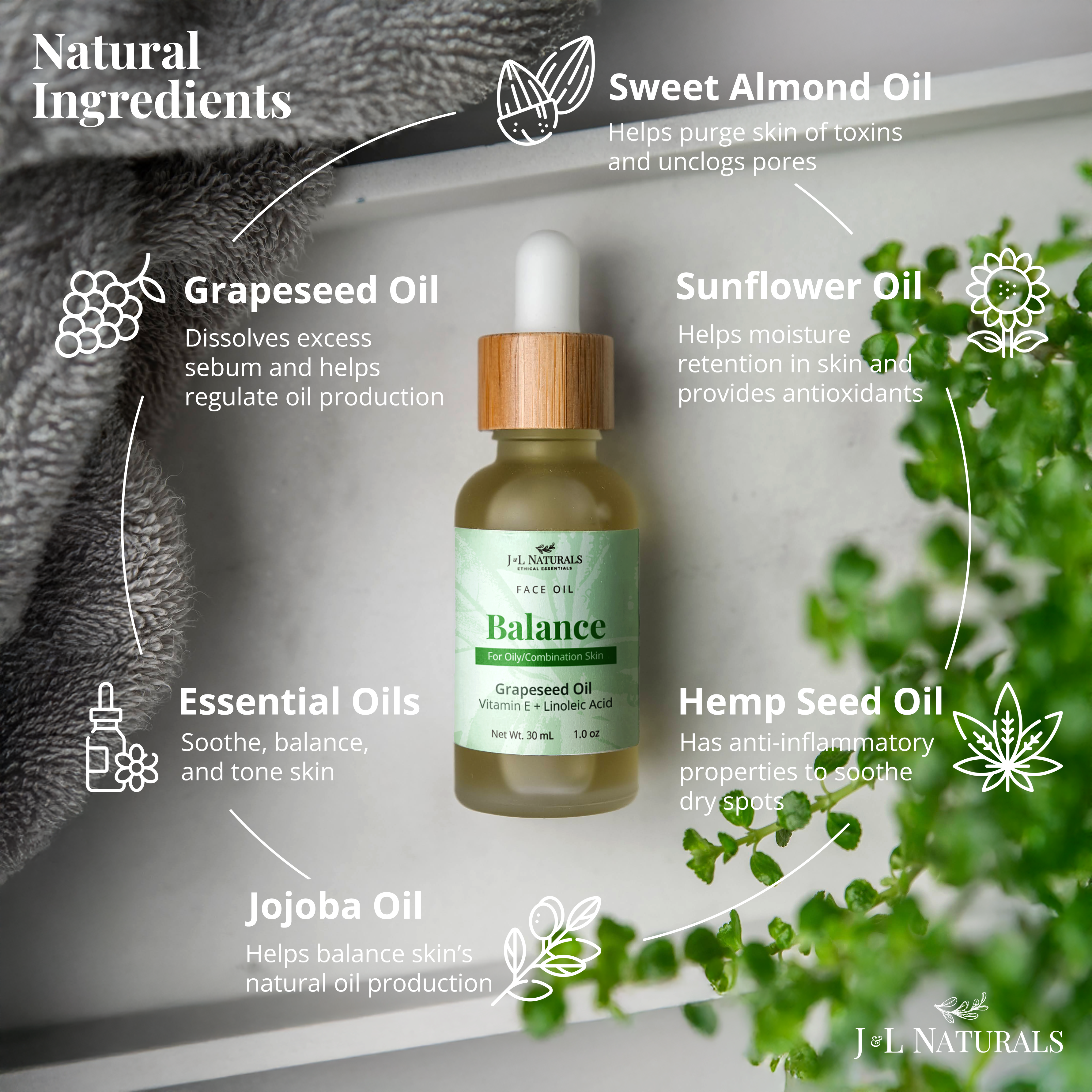 Natural plant based face oil in a glass dropper bottle for deep skincare hydration. — view 2