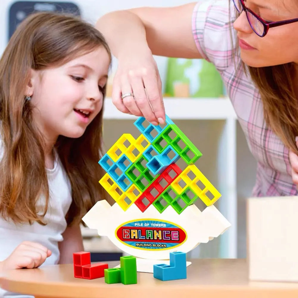 Colorful plastic balance stacking board game with balancing base and building blocks for kids — view 2