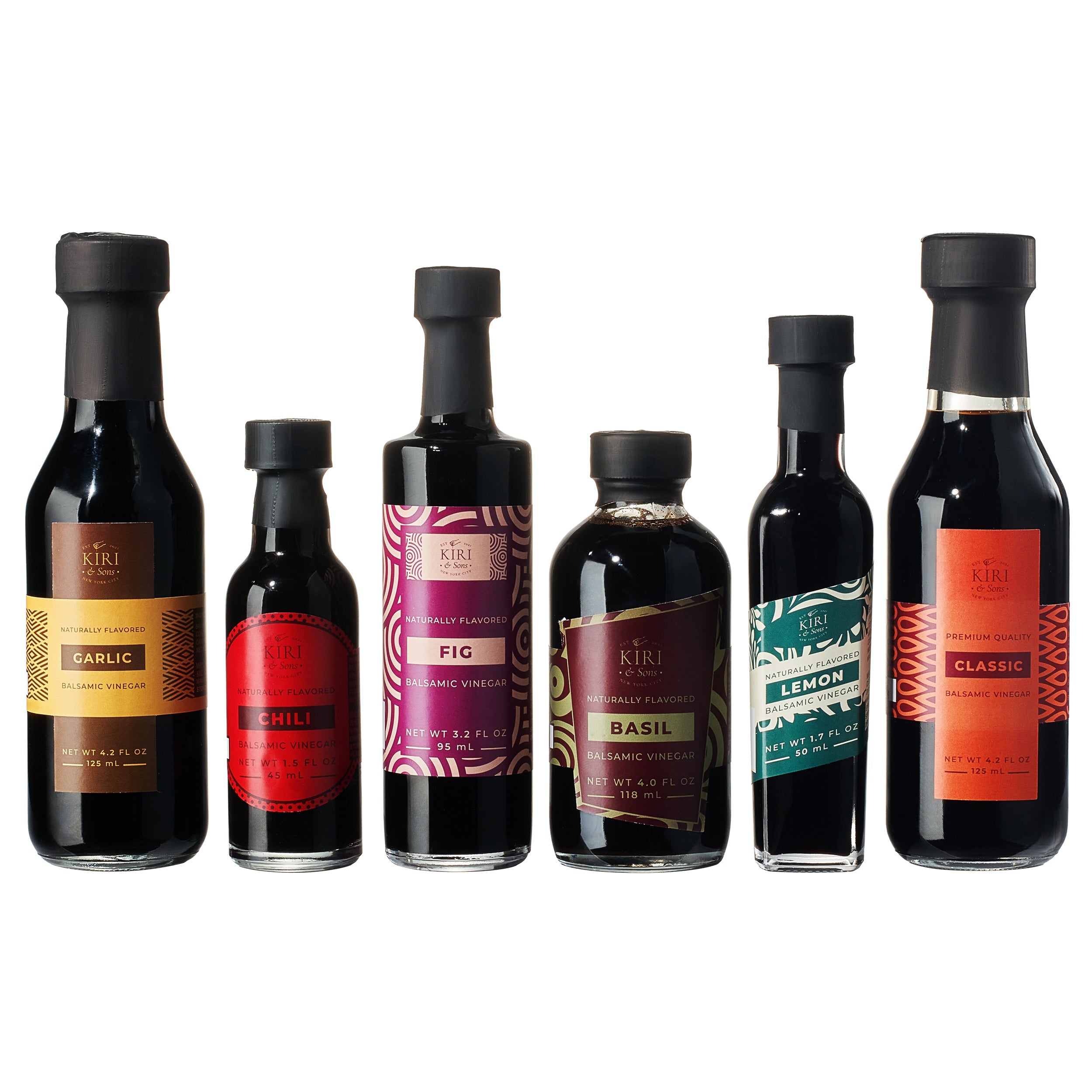 Six pack gourmet Italian flavored balsamic vinegar gift set in glass bottles — view 2
