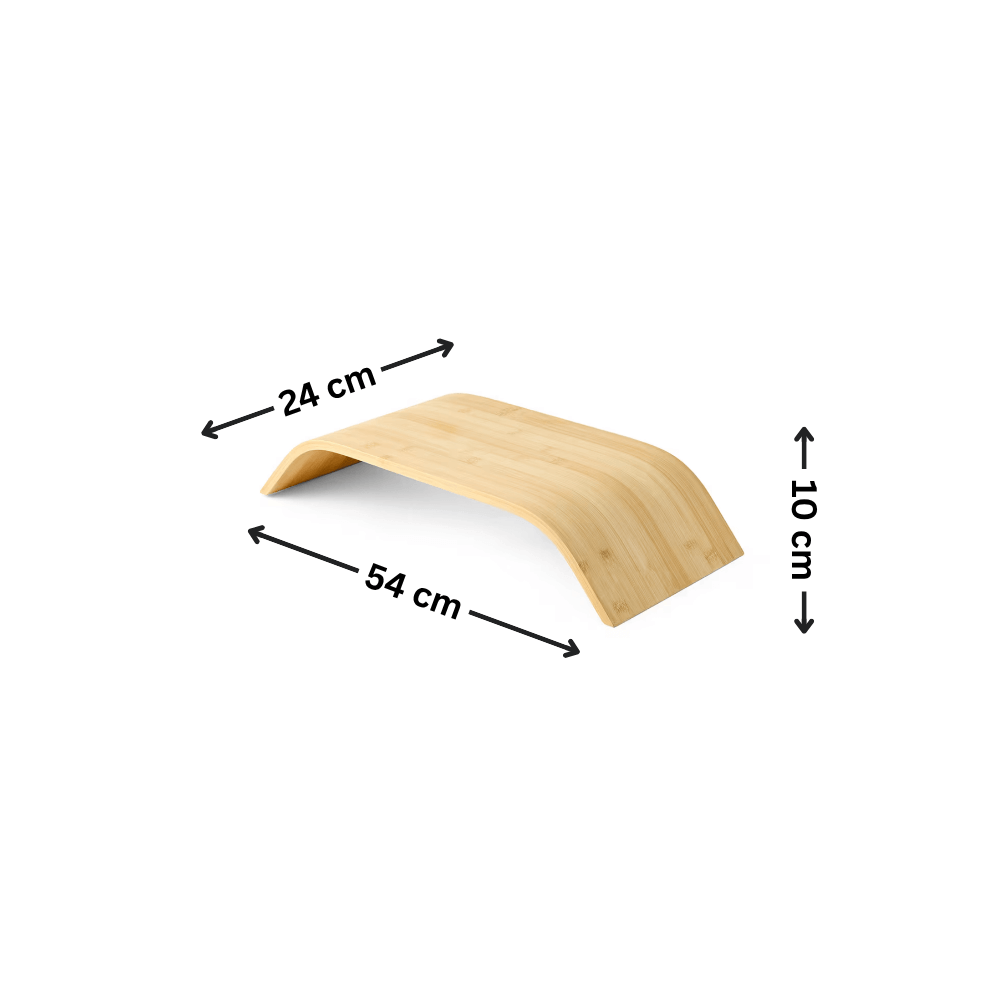 Natural eco-friendly bamboo monitor stand with a spacious storage area underneath for desk organisation. — view 2
