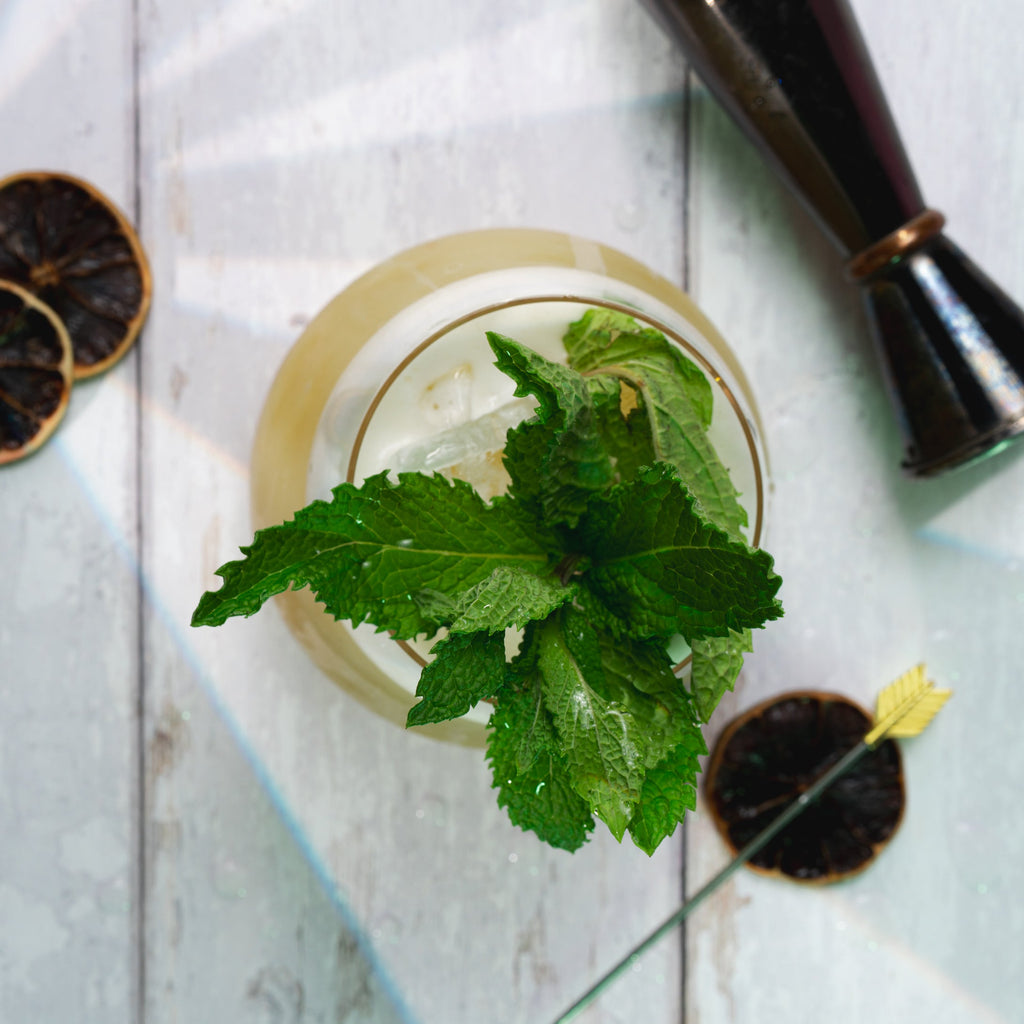 Cucumber jalapeño mojito mix in a 750ml glass bottle with natural green cocktail ingredients — view 4