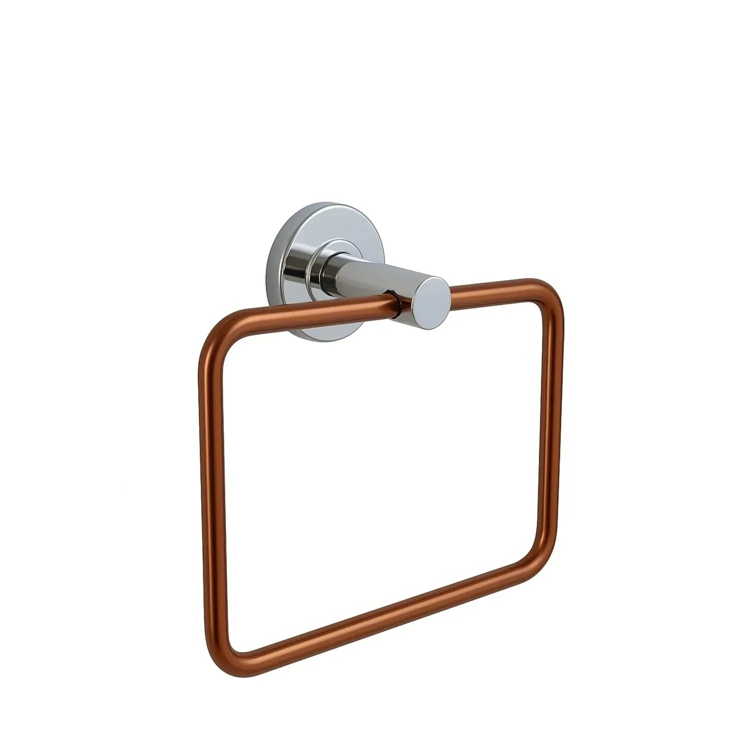 Square stainless steel towel ring with rose gold and silver finish for modern bathroom decor — view 2