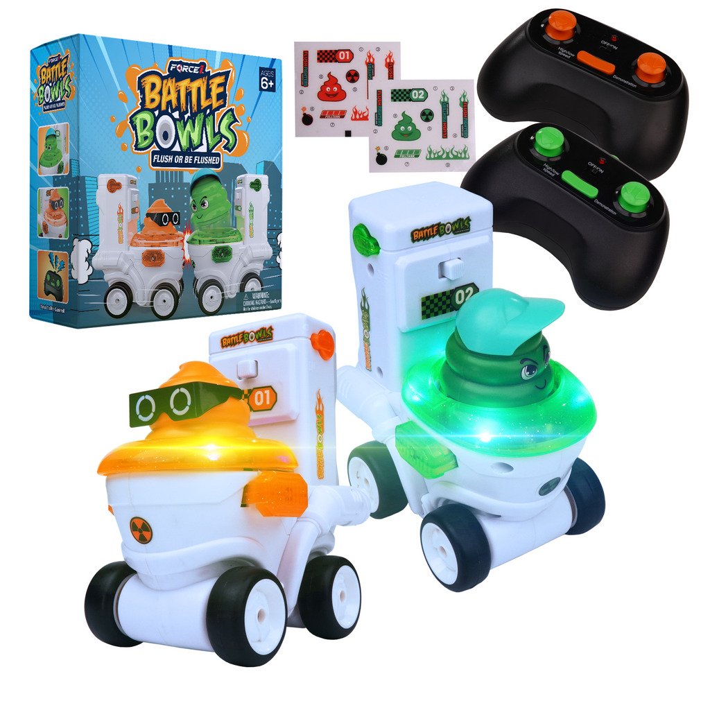 Force1 two-pack remote control toilet racer toys with spinning poo figures and remote controls