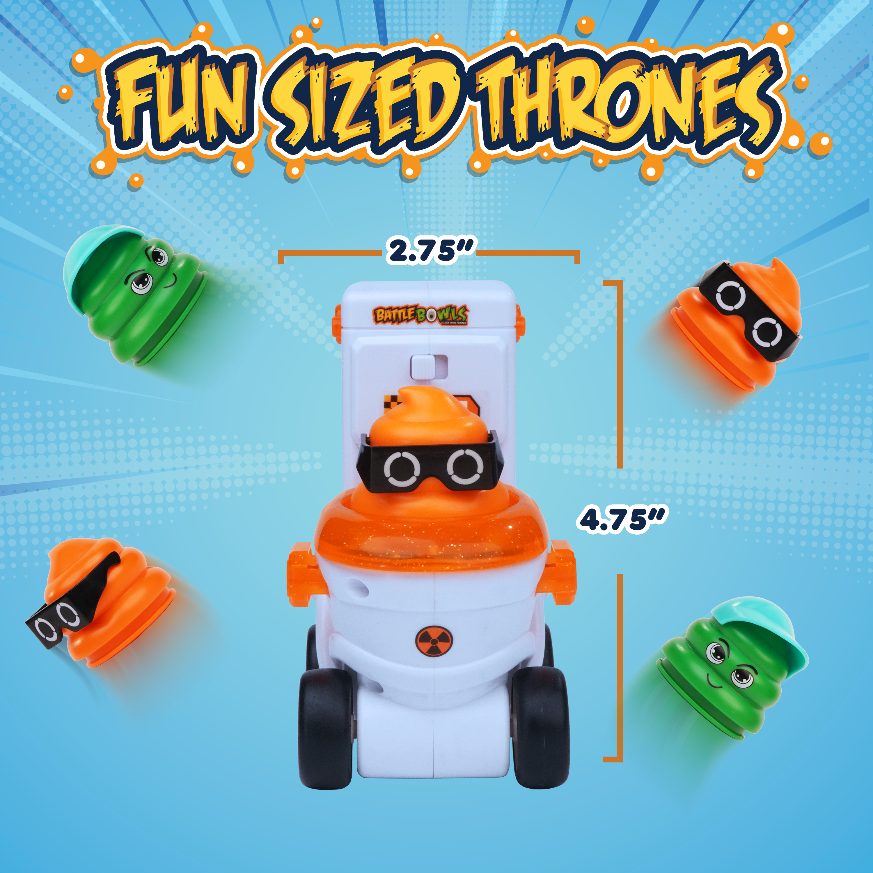Force1 two-pack remote control toilet racer toys with spinning poo figures and remote controls — view 4