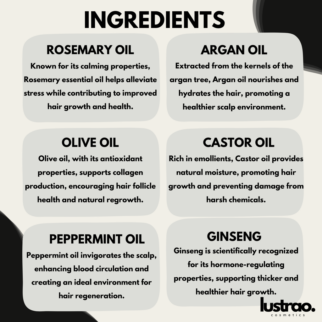 Lustrao botanical hair regrowth oil in a glass dropper bottle for thinning hair treatment — view 3