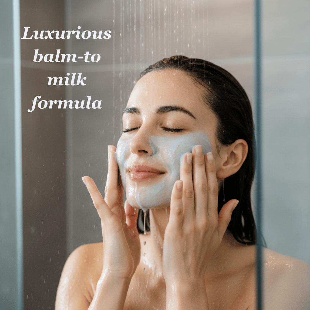 Blue tansy exfoliating cleansing balm and hydration mask in a premium glass jar. — view 2