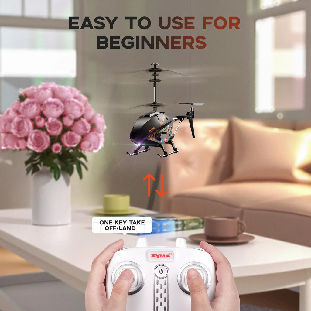 Remote control helicopter toy for beginners featuring durable metal and plastic construction and rotary blades — view 2