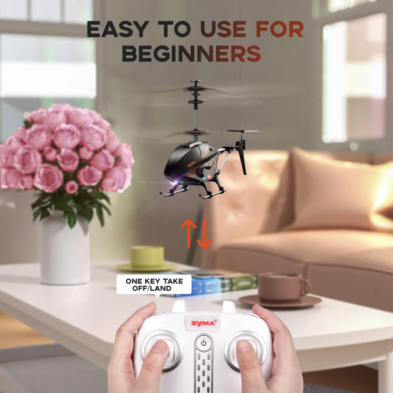Remote control helicopter toy for beginners featuring durable metal and plastic construction and rotary blades — view 2