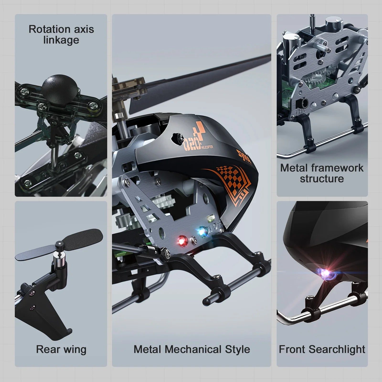Remote control helicopter toy for beginners featuring durable metal and plastic construction and rotary blades — view 5