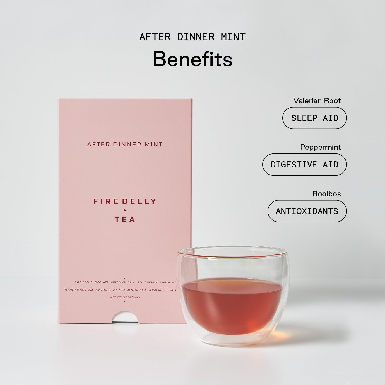 After Dinner Mint organic herbal tea blend with chocolate mint and valerian root for relaxation — view 5