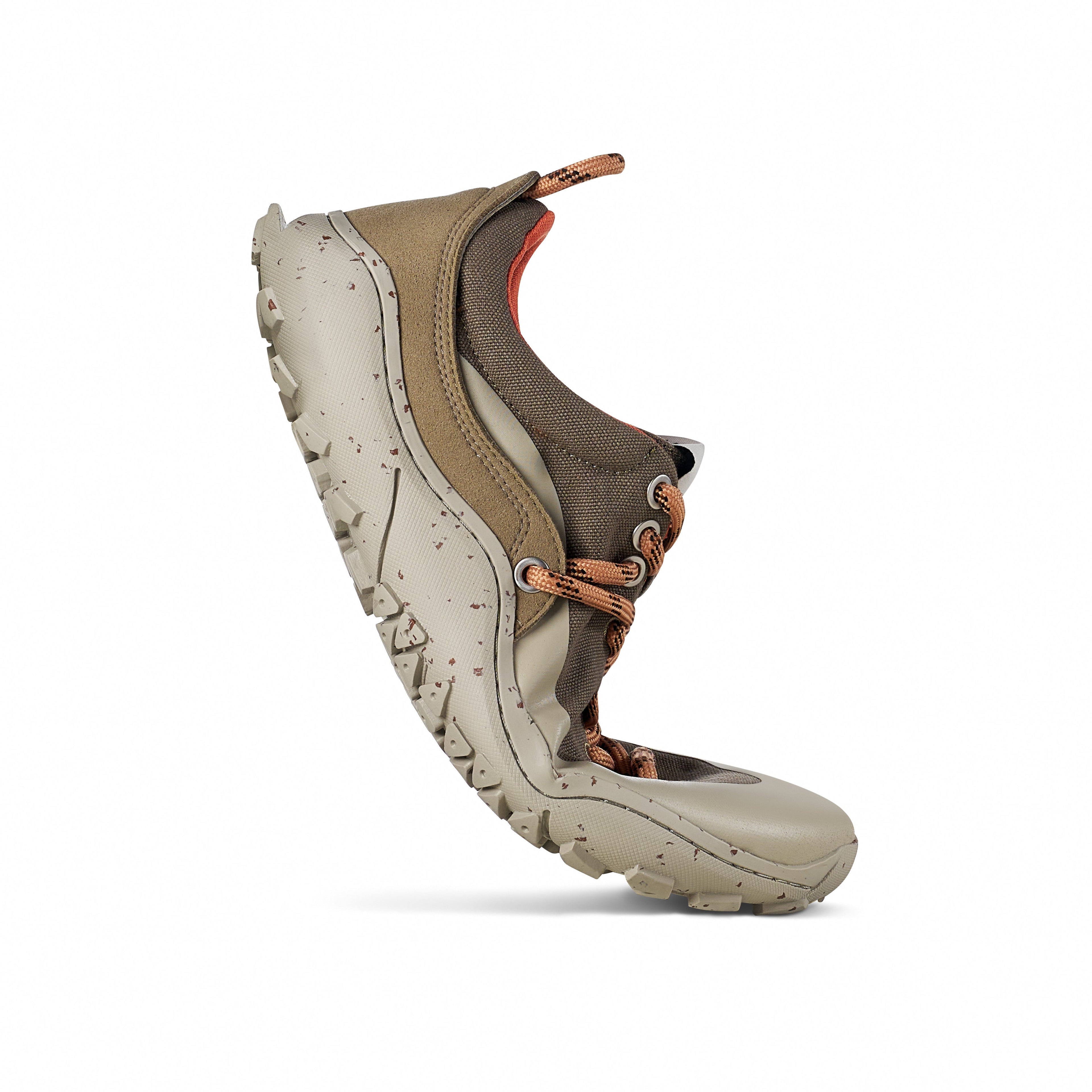 WILD Lite vegan barefoot hiking shoes in natural dye-free canvas with slip-resistant flat sole.
